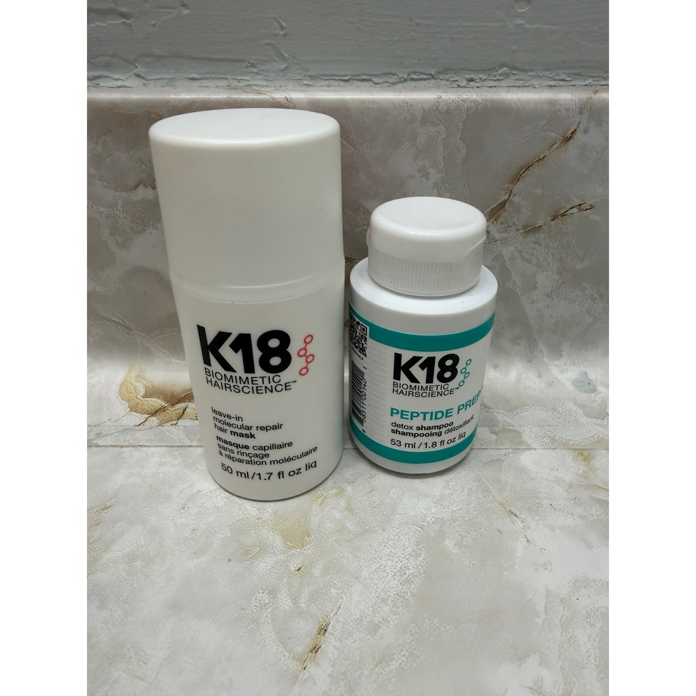 K18 Biomimetic Hairscience Leave-In Repair Mask 1.7oz & Detox Shampoo 1.8oz Set